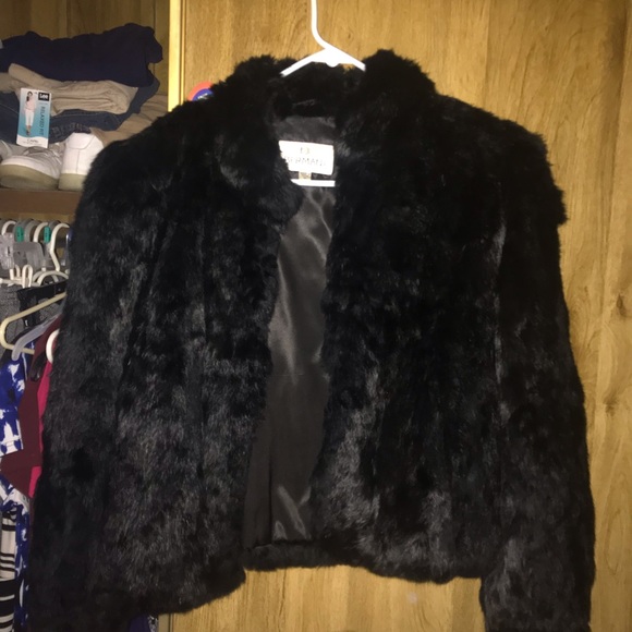 black rabbit fur coat